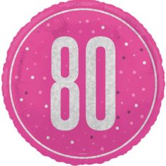 Foil Glitz Pink & Silver 80th Birthday Balloon