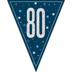 Blue Glitz Age 80th Bunting