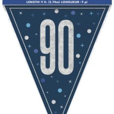 Blue Glitz Age 90th Bunting