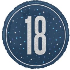 18" Foil Glitz blue & Silver 18th Birthday Balloon