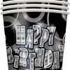 Glitz Foil Birthday Paper Cups(Black, Pack of 24)