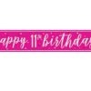 9ft Foil Glitz Pink & Silver 11th Birthday Banner
