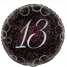 Foil Glitz Pink & Silver 13th Birthday Balloon