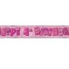 9ft Foil Glitz Pink & Silver 4th Birthday Banner