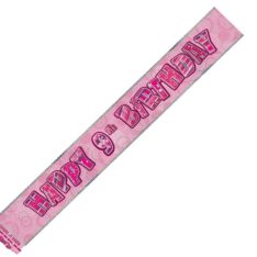 9ft Foil Glitz Pink & Silver 9th Birthday Banner