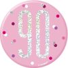 Glitz Pink & Silver 90th Birthday Badge
