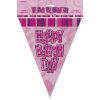 9ft Glitz Pink & Silver Happy Birthday Bunting