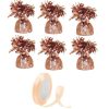 6 x Rose Gold Helium Latex Balloon Weight with Ribbon Roll