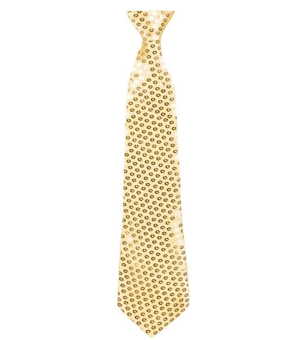 Gold Tie with Elastic Band Spangles Sequins - Image 2