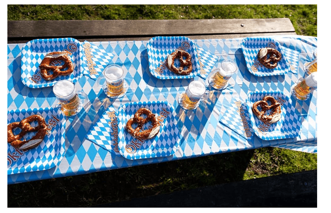 Blue and White Bavarian Tablecloth for Beer Party - Image 2