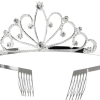 Royal Queen Crown Headband Silver with Imitation Diamonds