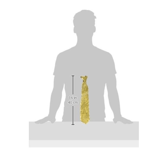 Gold Tie with Elastic Band Spangles Sequins - Image 3