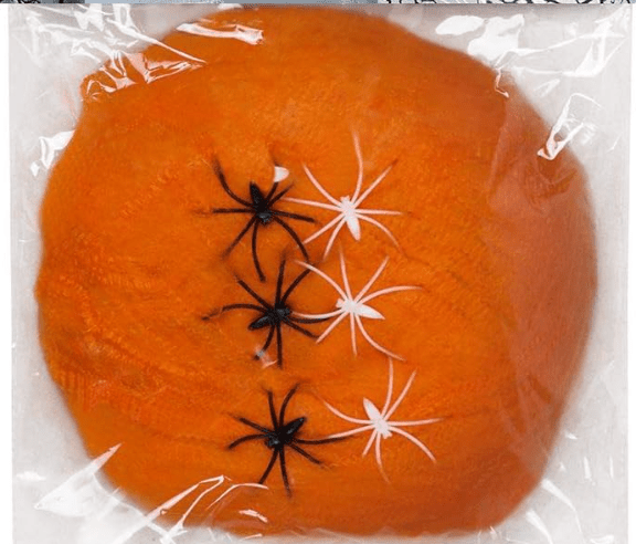 Decorative Spider Web Orange with 6 Spiders
