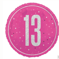 Foil Glitz Pink & Silver 13th Birthday Balloon