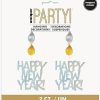 Hanging Prism Gold and Silver Happy New Year Decorations, Pack of 2