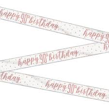 9ft Foil Glitz Rose Gold 90th Birthday Banner