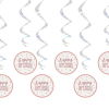 Hanging Swirl Glitz Rose Gold Happy Birthday Decorations