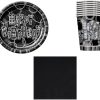 Glitz Foil Birthday Black Combo of 100 - Plates : 24ct Cups: 24ct Napkins: 52 ct