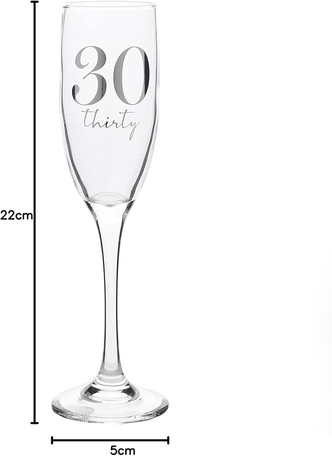 30th Birthday Champagne Flute Glass with Silver Detail - Image 2