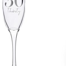 30th Birthday Champagne Flute Glass with Silver Detail