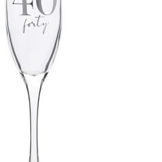 40th Birthday Champagne Flute Glass with Silver Detail