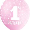 Pink 1st Birthday Latex Balloons (30cm)
