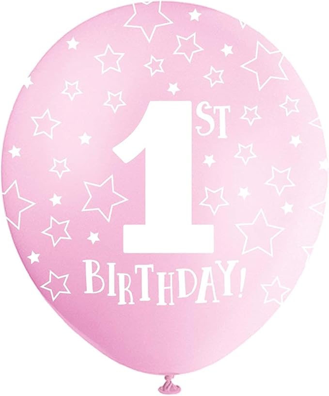 Pink 1st Birthday Latex Balloons (30cm)