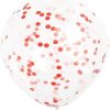Ruby Red Confetti Clear Latex Balloons (30cm) Pack of 6