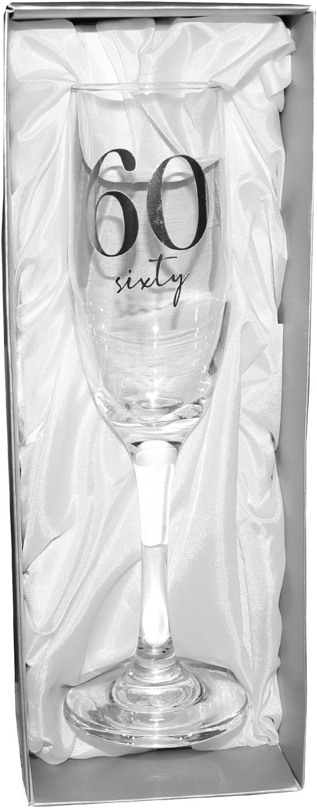 60th Birthday Champagne Flute Glass with Silver Detail - Image 3