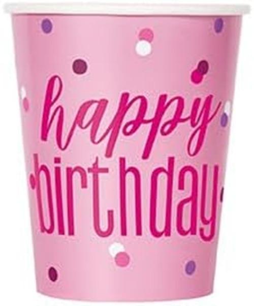 Glitz Foil Birthday Pink Combo of 64 ct - Plates : 16 ct Cups: 16 ct Napkins: 32 ct - Image 2