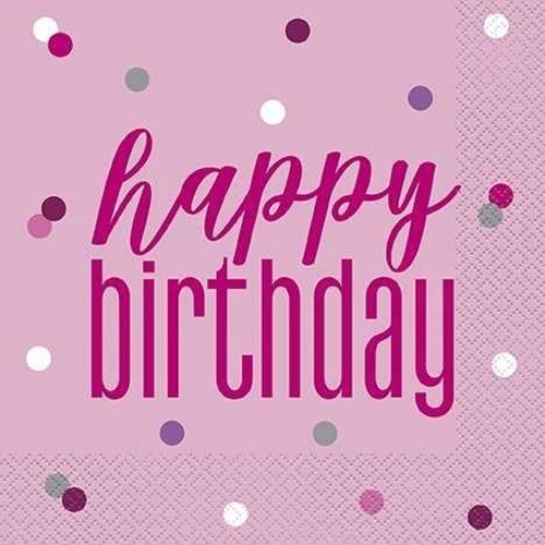 Glitz Foil Birthday Pink Combo of 64 ct - Plates : 16 ct Cups: 16 ct Napkins: 32 ct - Image 3