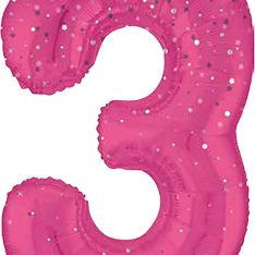 Pink Glitz Prismatic Number 3 Helium Foil Giant Balloon 86 cm / 34 inch