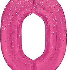 Pink Glitz Prismatic Number 0 Helium Foil Giant Balloon 86 cm / 34 inch