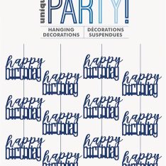 Glitz Blue Happy Birthday Hanging Swirl Decorations