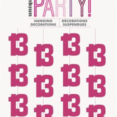 Hanging Swirl Glitz Pink & Silver 13th Birthday Decorations, Pack of 1