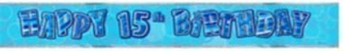 Reusable Blue - Age 15 Birthday Number Bunting Banner – Hanging Party Decoration - Image 4
