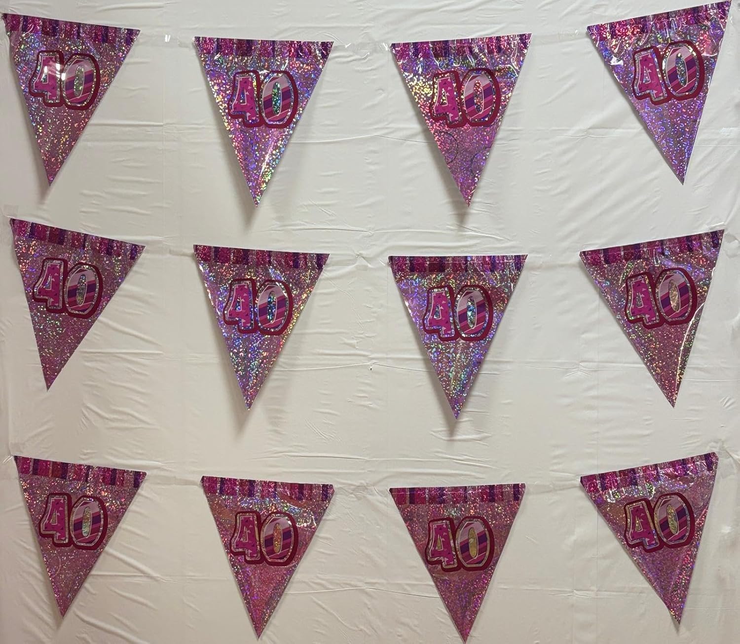 Pink Number Banner Reusable Pink - Age 40 Birthday Number Bunting Banner – Hanging Party ...