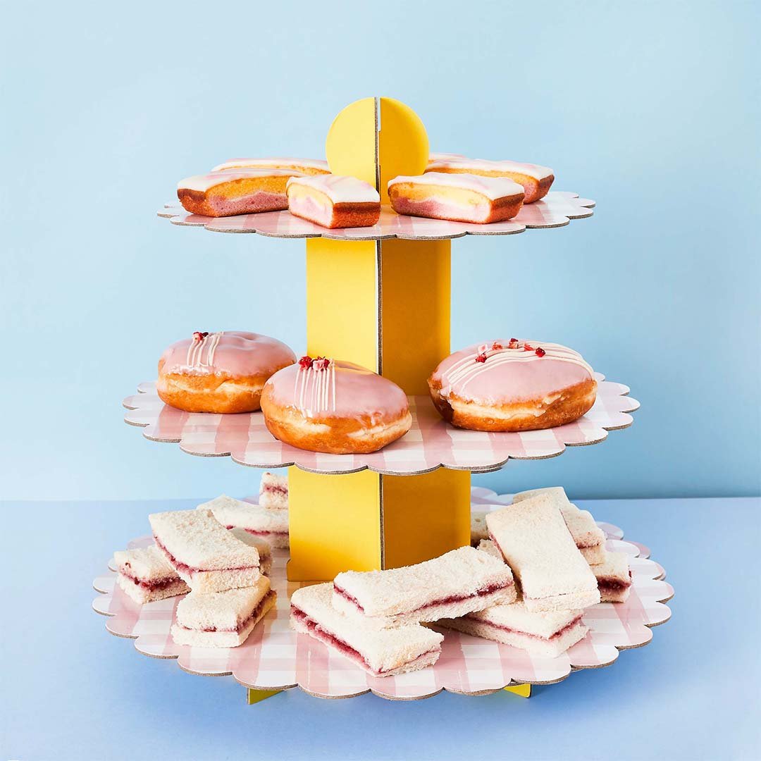 Gingham 3 Tier Cake Stand