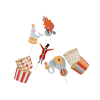 Circus Food Picks & Food Cup Set - Pack of 12