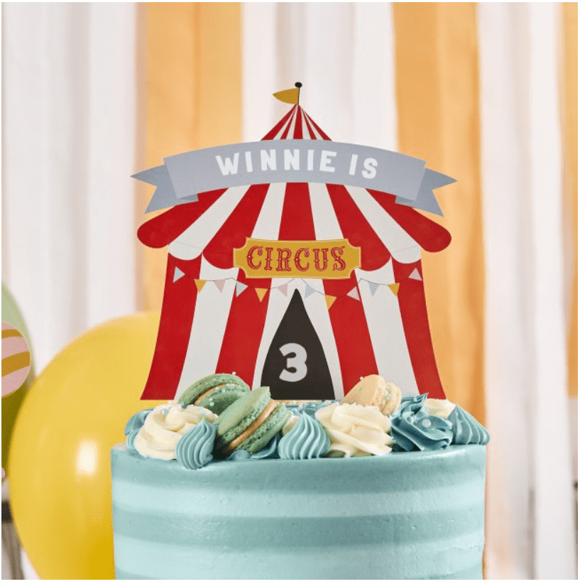 Circus Customisable Card Cake Topper - Image 2
