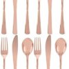 Rose Gold Plastic Reusable Cutlery Set, Pack of 36