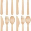 Wooden Plastic Reusable Cutlery Set, Pack of 36
