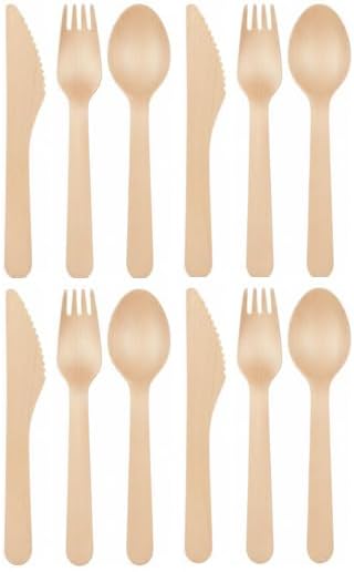 Wooden Plastic Reusable Cutlery Set, Pack of 36