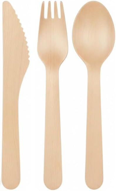Wooden Plastic Reusable Cutlery Set, Pack of 36 - Image 2