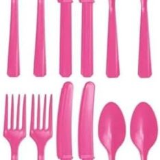 Pink Plastic Reusable Cutlery Set, Pack of 36