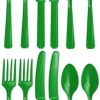 Green Plastic Reusable Cutlery Set, Pack of 36