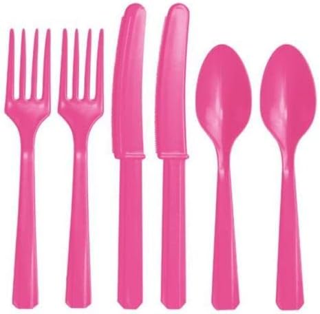 Pink Plastic Reusable Cutlery Set, Pack of 36 - Image 2