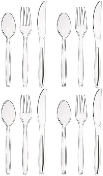 Transparent Plastic Reusable Cutlery Set, Pack of 36