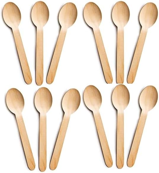 Wooden Spoon Plastic Reusable Cutlery Set, Pack of 36
