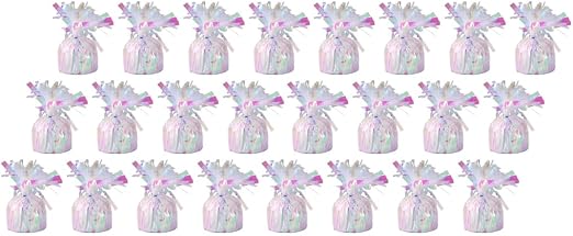 24 x Iridescent Helium Latex Balloon Weight with Ribbon Roll